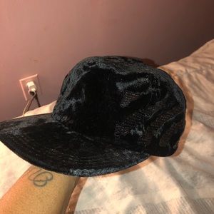 Off white Black velvet hat